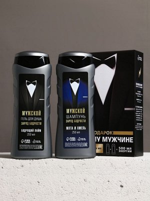 Подарочный набор «Подарок лучшему мужчине», гель для душа 250 мл, аромат бодрящий лайм, шампунь 250 мл, аромат взрыв прохлады