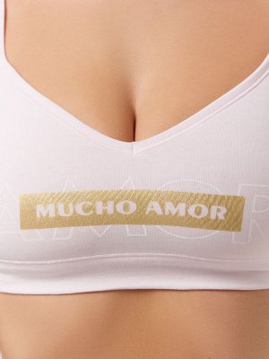 Бюстье женское розовое с надписью "Mucho amor"