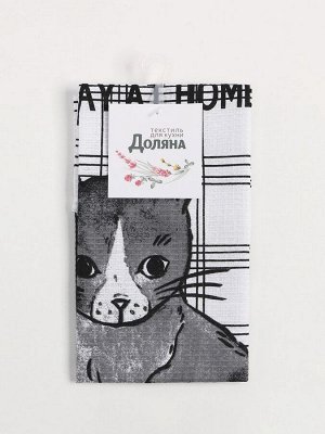 Кухонное полотенце «Доляна. Останься дома», 28x46 см, 100% хлопок, вафля 160 г/м²