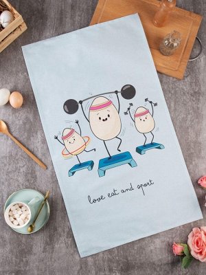 Кухонное полотенце пасхальное «Этель» Love eat and sport, 40x73 см, 100% хлопок, саржа 190 г/м²