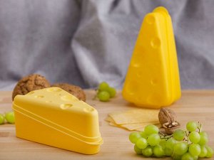 Контейнер для сыра, треугольный, пластик, желтый