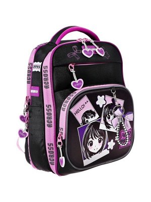 Рюкзак школьный 37x28x12, эргономичная спинка, Across, пенал, мешок, папка
