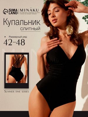 Купальник женский слитный с открытой спиной MINAKU цвет чёрный