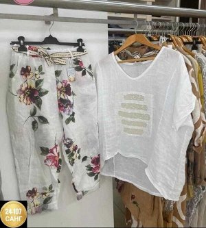 ЖЕНСКИЙ КОСТЮМ ДВОЙКА БОЛЬШЕМЕРЯТ ТКАНЬ ЛЁН Х/Б