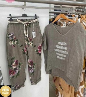 ЖЕНСКИЙ КОСТЮМ ДВОЙКА БОЛЬШЕМЕРЯТ ТКАНЬ ЛЁН Х/Б