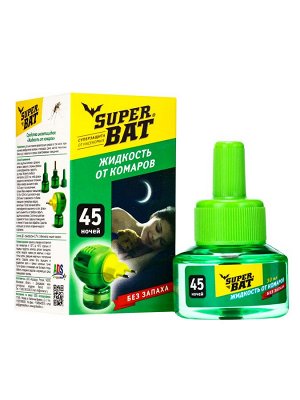 Дополнительный флакон-жидкость от комаров "SuperBAT ", без запаха, 45 ночей, 30 мл