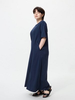 UNIQLO Платье-футболка (дина 117-128см), темно-синий