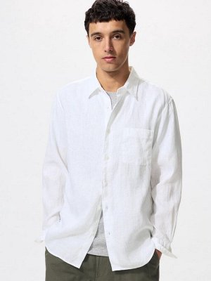 UNIQLO Мужская льняная рубашка, белый