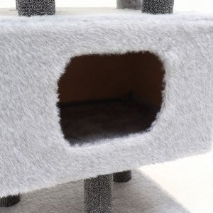 Комплекс для кошек с когтеточкой «Каскад», ковролин, 53 х 50 х 124 см, микс