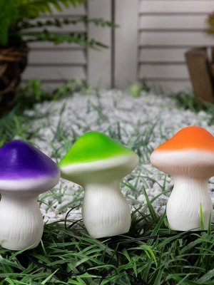 Садовый светильник «Грибы», уличный, на солнечной батарее, 21 см, 3 LED, свечение тёплое белое