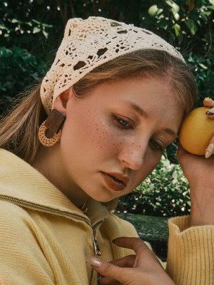 Серьги из дерева «Ваканда» кольцо в квадрате, цвет бежево-коричневый