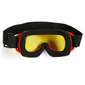 Очки-маска для езды на мототехнике, стекло двухслойное желтое, цвет красный
