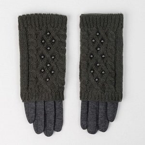 Перчатки-митенки женские, цвет тёмно-серый, размер 7-8