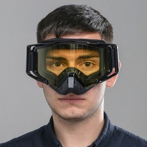 СИМА-ЛЕНД Очки- маска для езды на мототехнике, с защитой носа, стекло желтое, черные