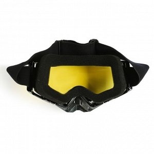 Очки- маска, со съемной защитой носа, стекло двухслойное желтое, черные