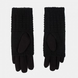 Перчатки-митенки-варежки женские, цвет чёрный, размер 7-8