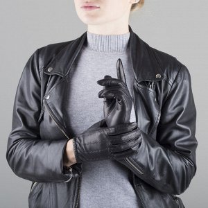Перчатки женские, размер 6,5,без утеплителя, цвет чёрный