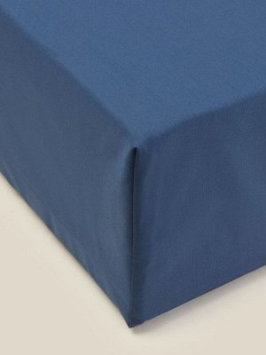Простыня на резинке 300ТС SL Home Percale 200x200+30 см, синий, 100% хлопок