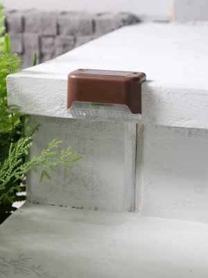 Садовый светильник, уличный, на солнечной батарее, 8x4.5x4.5 см, 1 LED, свечение тёплое белое, коричневый