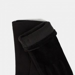 Перчатки женские велюровые, цвет чёрный, размер 7-8
