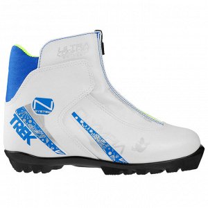 Ботинки лыжные TREK Olimpia NNN ИК, цвет белый, лого синий, размер 34