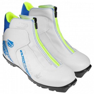 Ботинки лыжные TREK Olimpia NNN ИК, цвет белый, лого синий, размер 34