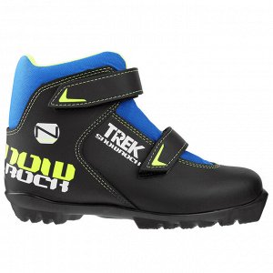 Ботинки лыжные TREK Snowrock NNN ИК, цвет чёрный, лого лайм неон, размер 35