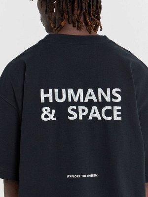 Футболка мужская черная с надписью "Humans space"