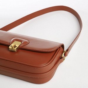 Сумка женская багет TEXTURA на молнии, 21x6x11 см, коричневая