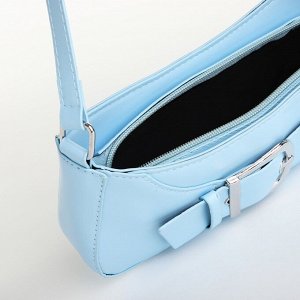 Сумка женская багет на молнии, 26x5x10.5 см, голубая