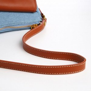 Сумка женская багет TEXTURA на молнии, 27x8x13 см, джинсовая, голубая