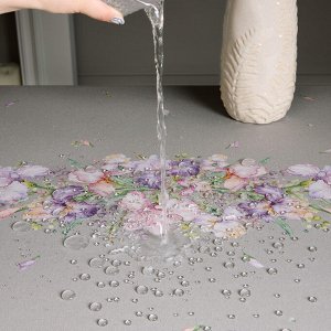 Скатерть Ирисы 110x140 см, серый, 100% хлопок с пропиткой, 1 шт.