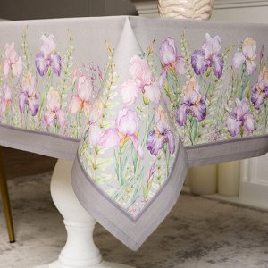 Скатерть Ирисы 110x140 см, серый, 100% хлопок с пропиткой, 1 шт.