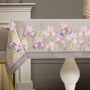 Скатерть Ирисы 110x140 см, серый, 100% хлопок с пропиткой, 1 шт.