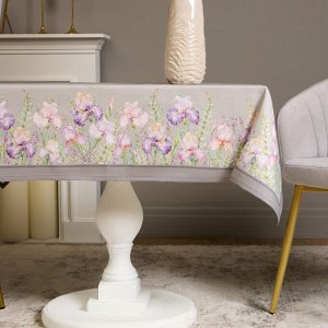 Скатерть Ирисы 110x140 см, серый, 100% хлопок с пропиткой, 1 шт.