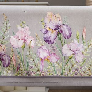 Скатерть Ирисы 140x180 см, Серый, 100% Хлопок с Твил Пропиткой, 1 шт.