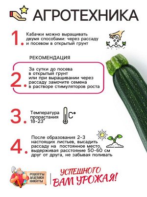 Семена Кабачок цукини "Чёрный красавец", 2 г