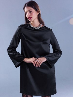 Платье женское мини черное с широкими рукавами