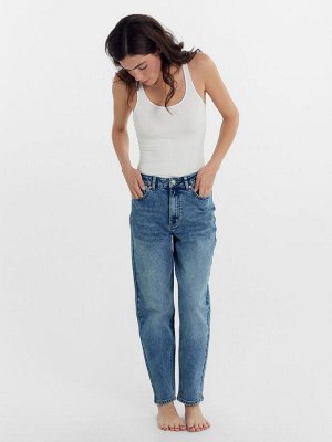Брюки женские джинсовые mom fit синие