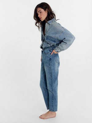Брюки женские джинсовые mom fit синие
