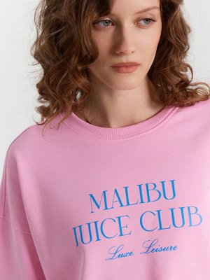 Свитшот женский розовый с надписью "Malibu juice club"