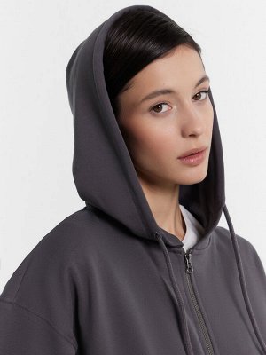 Толстовка женская серая укороченная