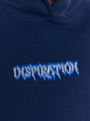 Худи женское синее с принтом "Inspiration"