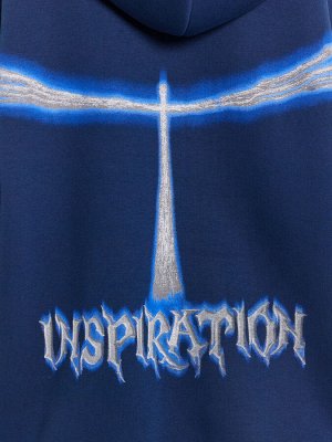 Худи женское синее с принтом "Inspiration"