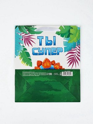 Пакет ламинированный «Ты супер», динозавр, ML 23 х 27 х 11.5 см