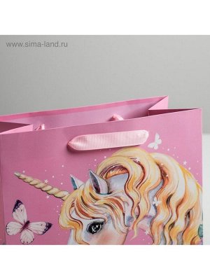 Пакет подарочный ламинированный, упаковка, «Единорог», ML 23 х 27 х 11.5 см