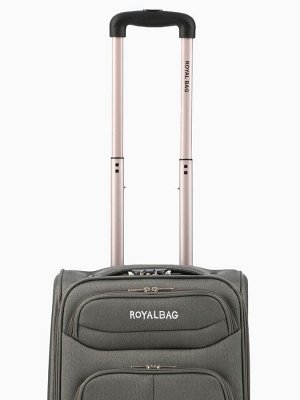 Чемодан на колёсах Royalbag маленький 46 л (S), на молнии, с увеличением, кодовый замок, 4 колеса, серый