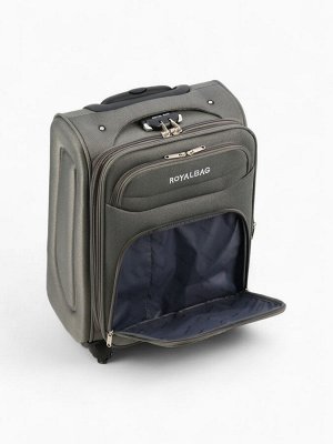Чемодан на колёсах Royalbag маленький 46 л (S), на молнии, с увеличением, кодовый замок, 4 колеса, серый