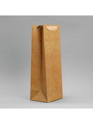 Пакет подарочный под бутылку, упаковка, «Крафтовый», 13 x 35 x 10 см