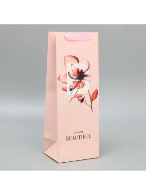 Пакет подарочный ламинированный под бутылку, упаковка, «You are beautiful», 13 x 36 x 10 см